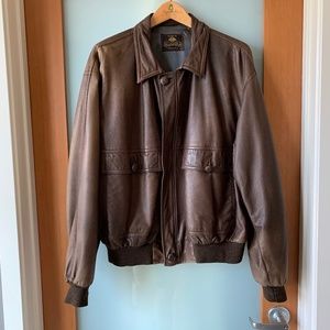 Carroll & Co leather hidden closure bomber jacket